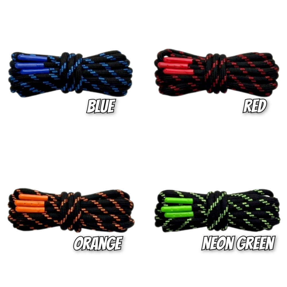 Rope Shoelaces With Metal Aglets - For Air Max 95 96 97 - Red - Blue - Neon Green - Orange -